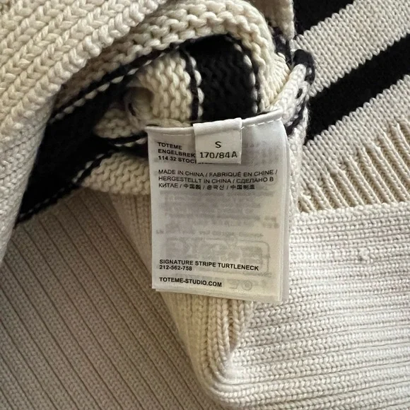 TOTEME Striped Wool and Cotton Turtleneck Sweater Size Small NWOT